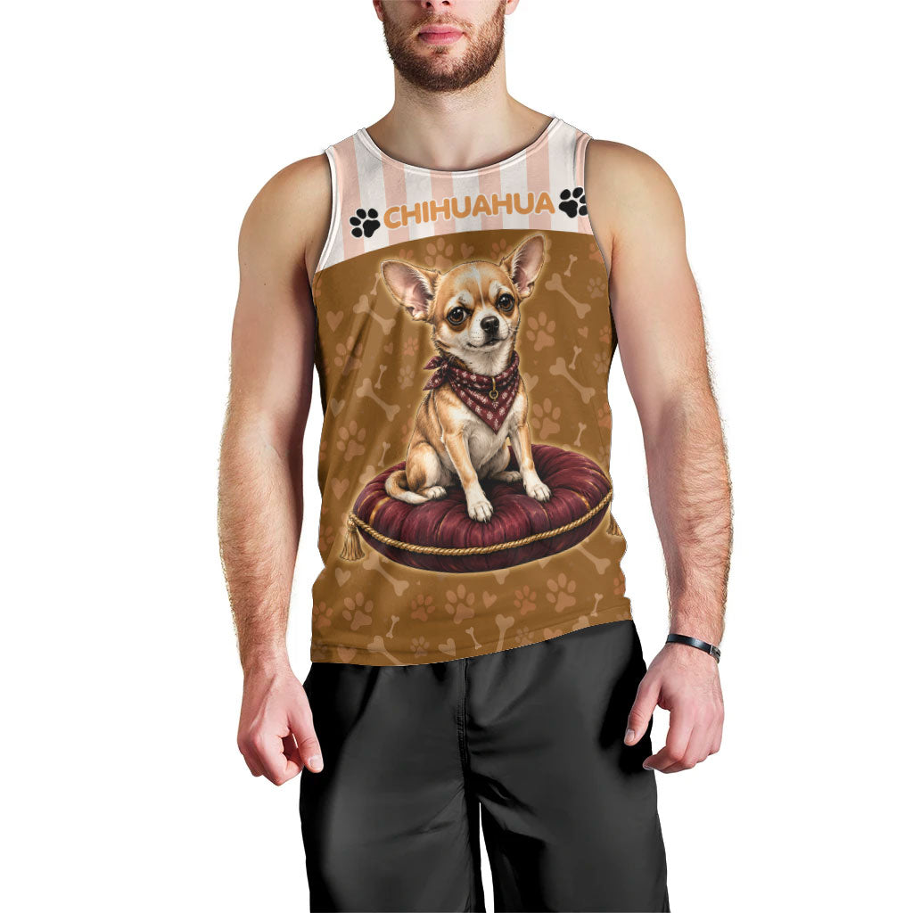 Chihuahua Five Pounds Of Strong Opinions Men Tank Top Funny Dog Quote Paw Print Pattern