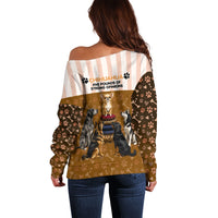 Chihuahua Five Pounds Of Strong Opinions Off Shoulder Sweater Funny Dog Quote Paw Print Pattern
