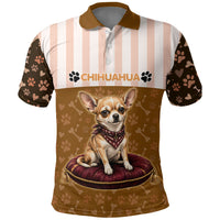 Chihuahua Five Pounds Of Strong Opinions Polo Shirt Funny Dog Quote Paw Print Pattern