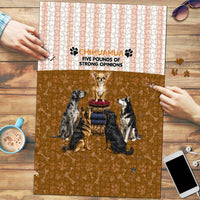 Chihuahua Five Pounds Of Strong Opinions Puzzle Funny Dog Quote Paw Print Pattern