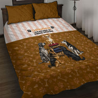 Chihuahua Five Pounds Of Strong Opinions Quilt Bed Set Funny Dog Quote Paw Print Pattern