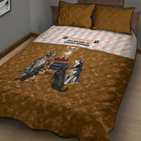 Chihuahua Five Pounds Of Strong Opinions Quilt Bed Set Funny Dog Quote Paw Print Pattern
