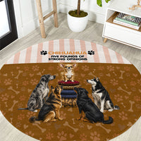 Chihuahua Five Pounds Of Strong Opinions Round Carpet Funny Dog Quote Paw Print Pattern