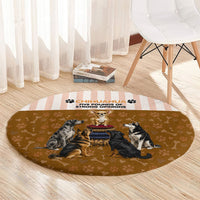 Chihuahua Five Pounds Of Strong Opinions Round Carpet Funny Dog Quote Paw Print Pattern