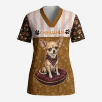 Chihuahua Five Pounds Of Strong Opinions Scrub Top Funny Dog Quote Paw Print Pattern