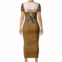 Chihuahua Five Pounds Of Strong Opinions Short Sleeve Bodycon Dress Funny Dog Quote Paw Print Pattern