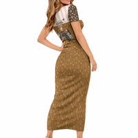 Chihuahua Five Pounds Of Strong Opinions Short Sleeve Bodycon Dress Funny Dog Quote Paw Print Pattern