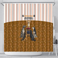 Chihuahua Five Pounds Of Strong Opinions Shower Curtain Funny Dog Quote Paw Print Pattern