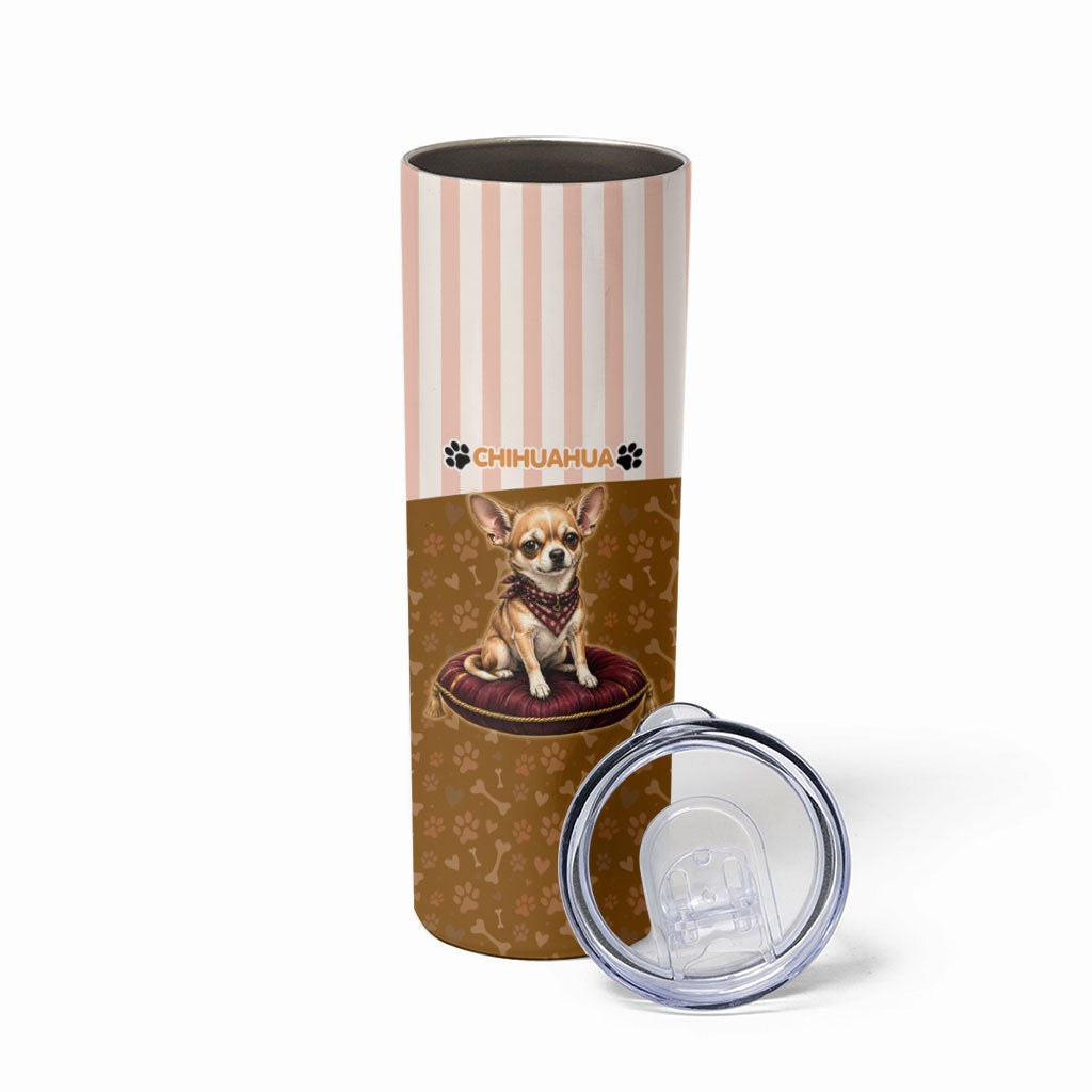 Chihuahua Five Pounds Of Strong Opinions Skinny Tumbler Funny Dog Quote Paw Print Pattern