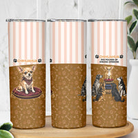 Chihuahua Five Pounds Of Strong Opinions Skinny Tumbler Funny Dog Quote Paw Print Pattern