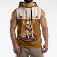 Chihuahua Five Pounds Of Strong Opinions Sleeveless Hoodie Funny Dog Quote Paw Print Pattern