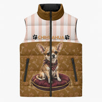 Chihuahua Five Pounds Of Strong Opinions Sleeveless Puffer Jacket Funny Dog Quote Paw Print Pattern