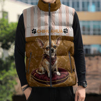 Chihuahua Five Pounds Of Strong Opinions Sleeveless Puffer Jacket Funny Dog Quote Paw Print Pattern