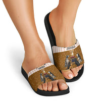 Chihuahua Five Pounds Of Strong Opinions Slide Sandals Funny Dog Quote Paw Print Pattern