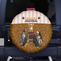 Chihuahua Five Pounds Of Strong Opinions Spare Tire Cover Funny Dog Quote Paw Print Pattern