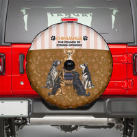 Chihuahua Five Pounds Of Strong Opinions Spare Tire Cover Funny Dog Quote Paw Print Pattern