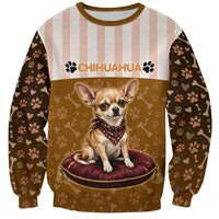 Chihuahua Five Pounds Of Strong Opinions Sweatshirt Funny Dog Quote Paw Print Pattern