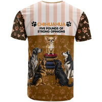 Chihuahua Five Pounds Of Strong Opinions T Shirt Funny Dog Quote Paw Print Pattern