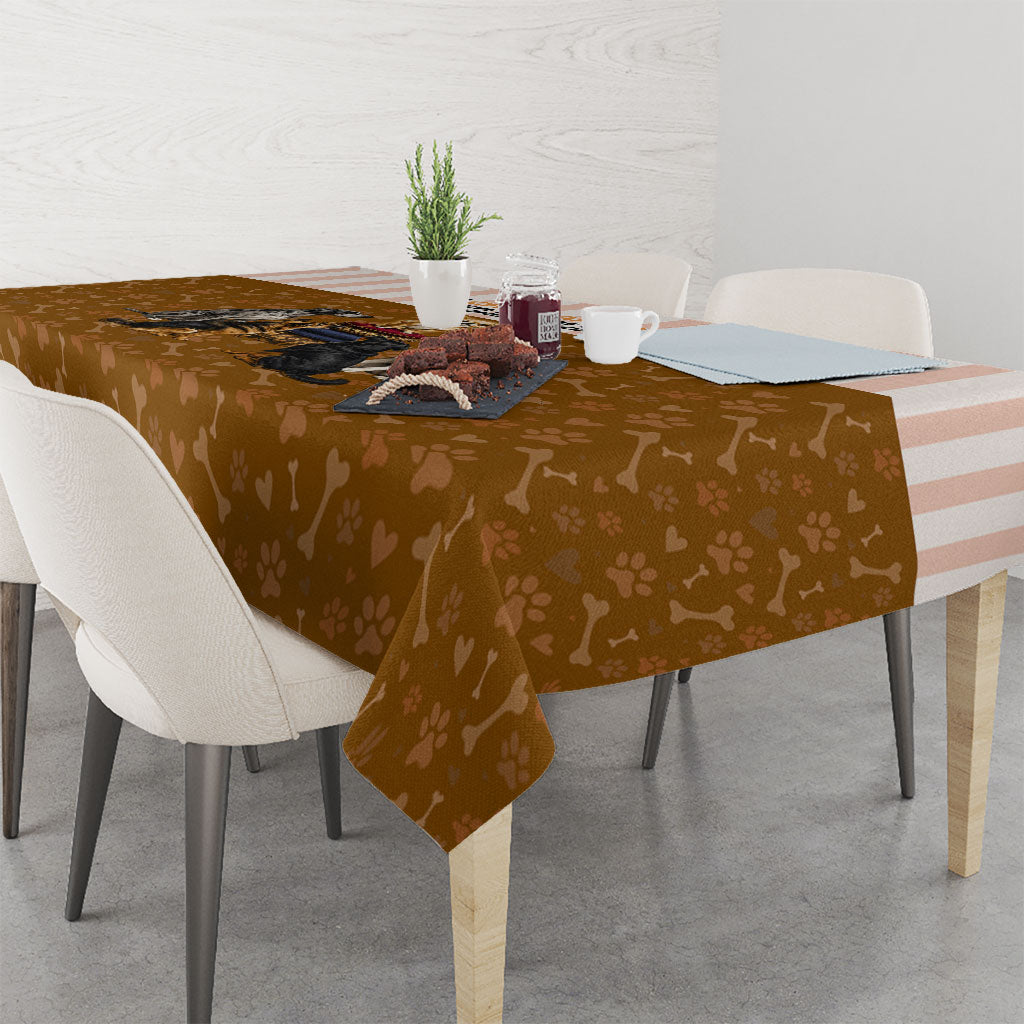Chihuahua Five Pounds Of Strong Opinions Tablecloth Funny Dog Quote Paw Print Pattern