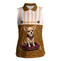 Chihuahua Five Pounds Of Strong Opinions Women Sleeveless Polo Shirt Funny Dog Quote Paw Print Pattern