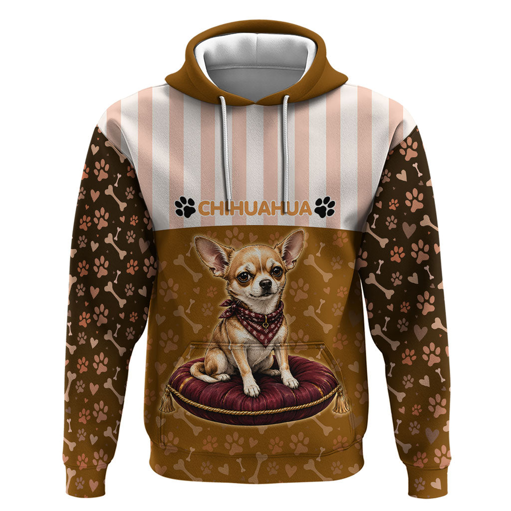 Chihuahua Five Pounds Of Strong Opinions Zip Hoodie Funny Dog Quote Paw Print Pattern