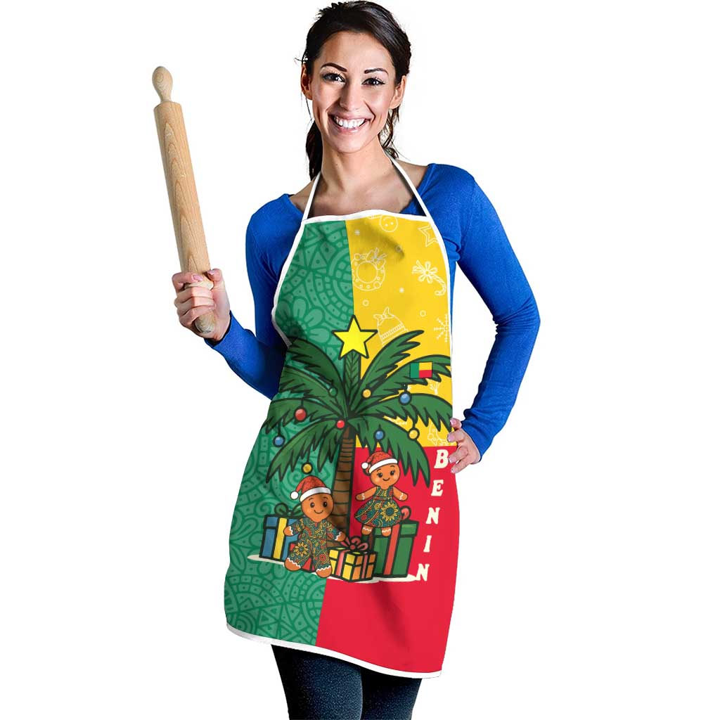 Benin Christmas Apron with Palm Tree Dolls and Red Yellow Green Festive - Wonder Print Shop