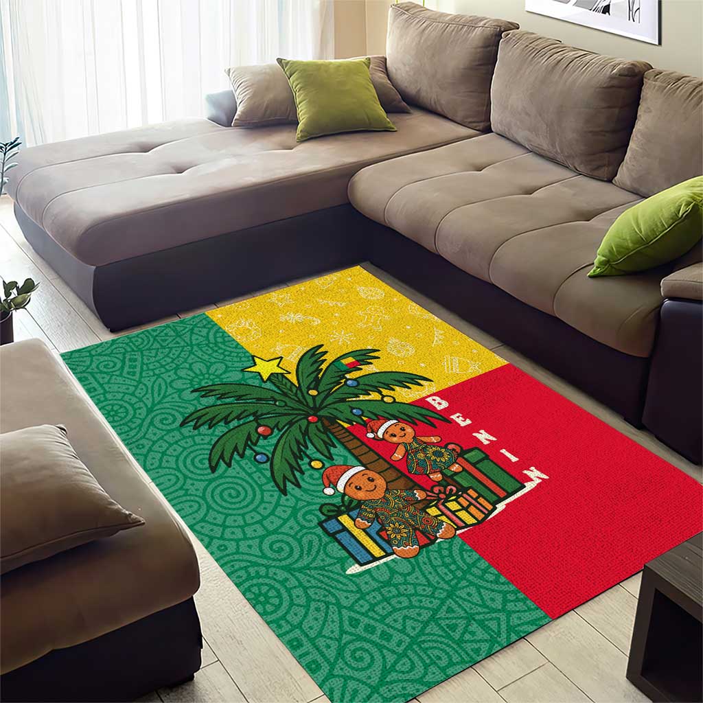 Benin Christmas Area Rug with Palm Tree Dolls and Red Yellow Green Festive - Wonder Print Shop