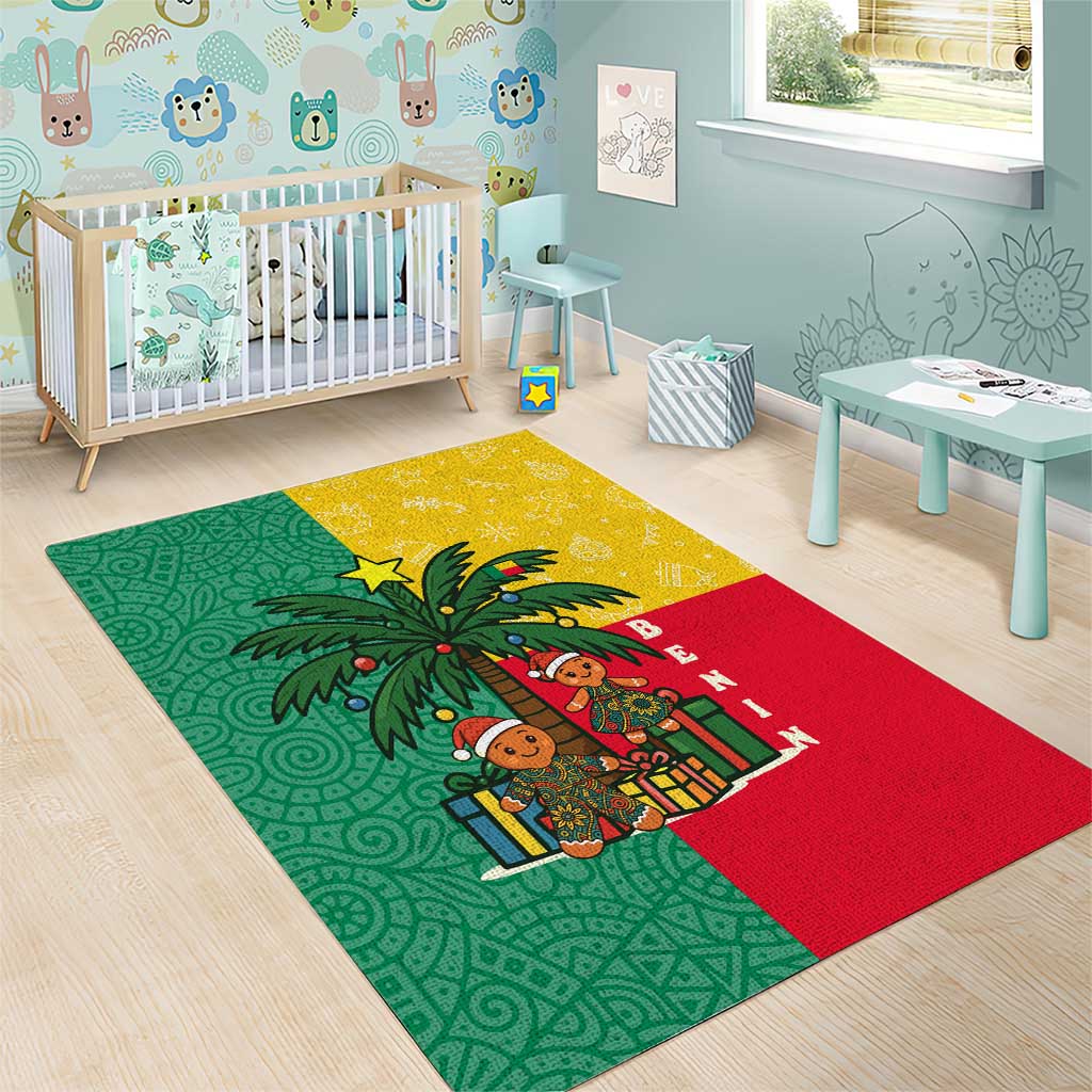 Benin Christmas Area Rug with Palm Tree Dolls and Red Yellow Green Festive - Wonder Print Shop