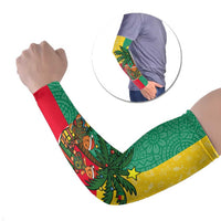 Benin Christmas Arm Sleeves with Palm Tree Dolls and Red Yellow Green Festive - Wonder Print Shop