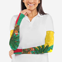 Benin Christmas Arm Sleeves with Palm Tree Dolls and Red Yellow Green Festive - Wonder Print Shop