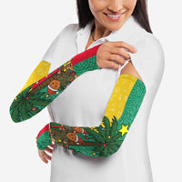 Benin Christmas Arm Sleeves with Palm Tree Dolls and Red Yellow Green Festive - Wonder Print Shop