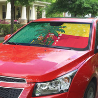 Benin Christmas Auto Sun Shade with Palm Tree Dolls and Red Yellow Green Festive - Wonder Print Shop