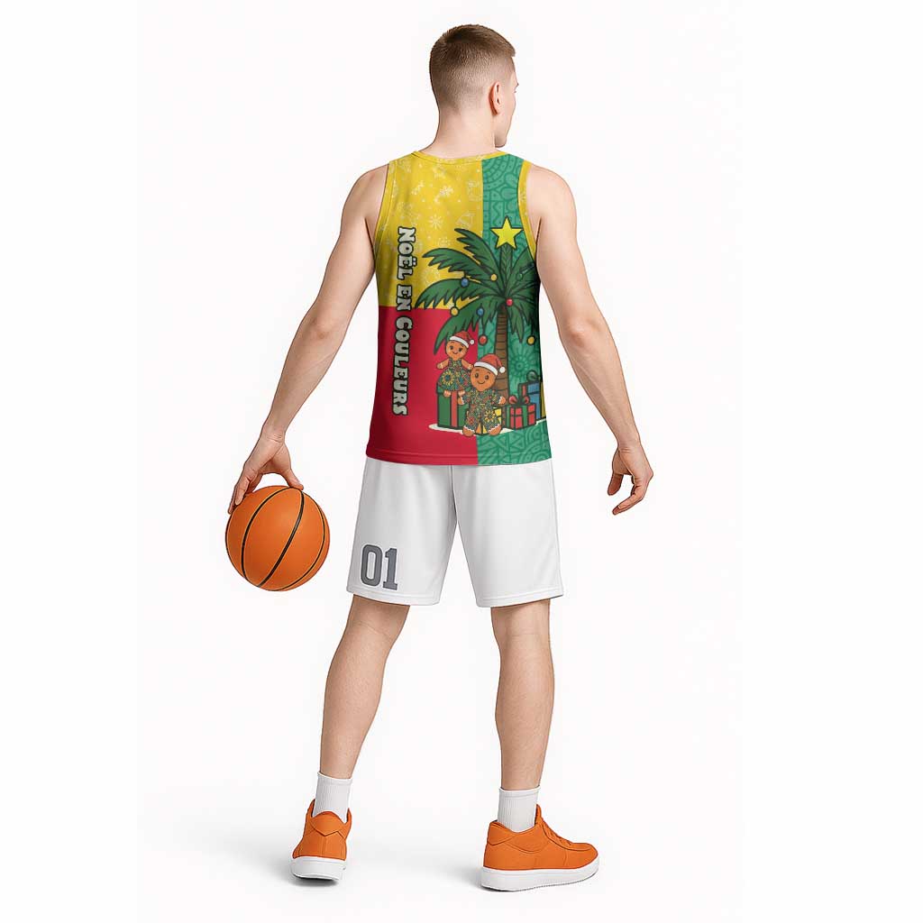 Benin Christmas Basketball Jersey with Palm Tree Dolls and Red Yellow Green Festive - Wonder Print Shop