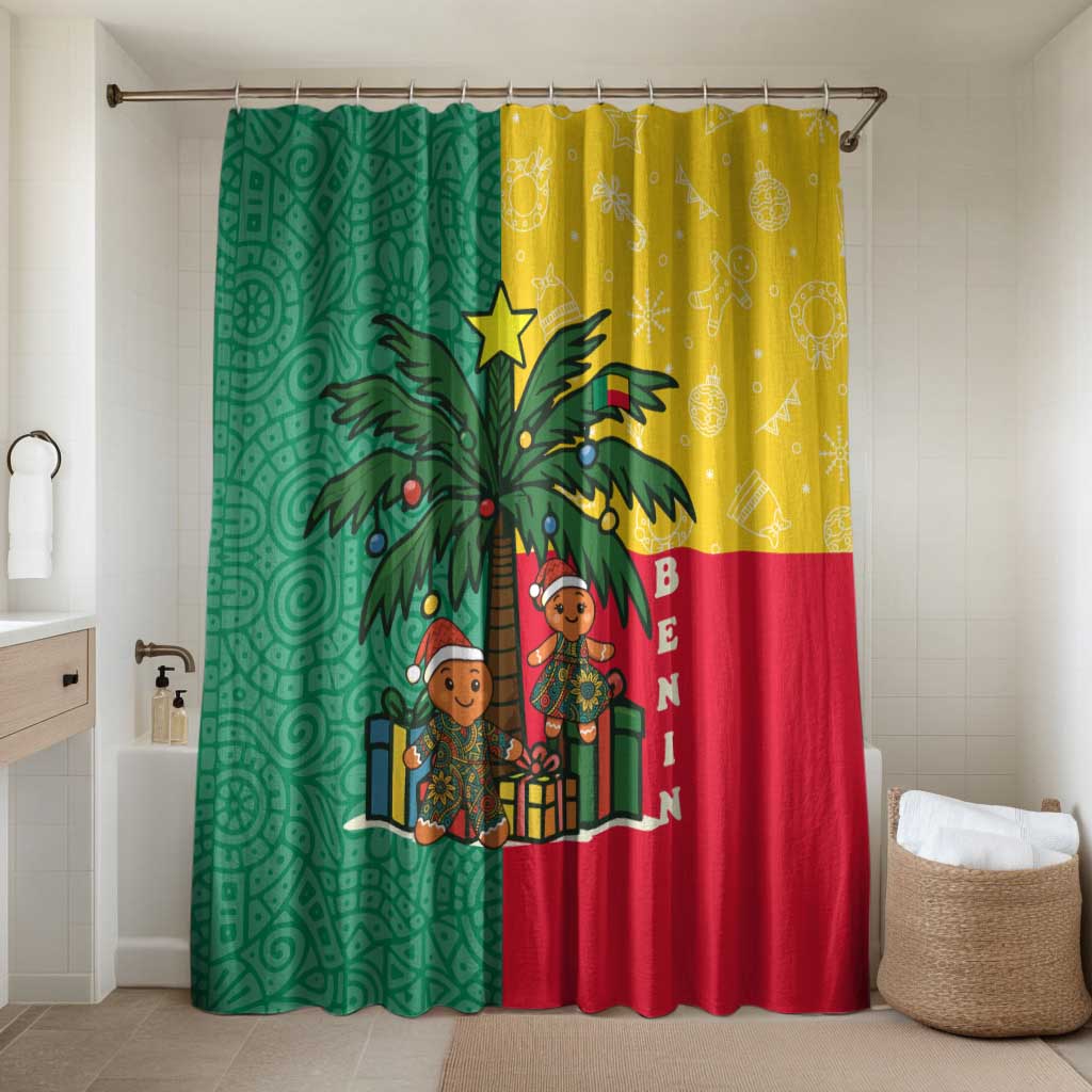 Benin Christmas Bathroom Set with Palm Tree Dolls and Red Yellow Green Festive - Wonder Print Shop