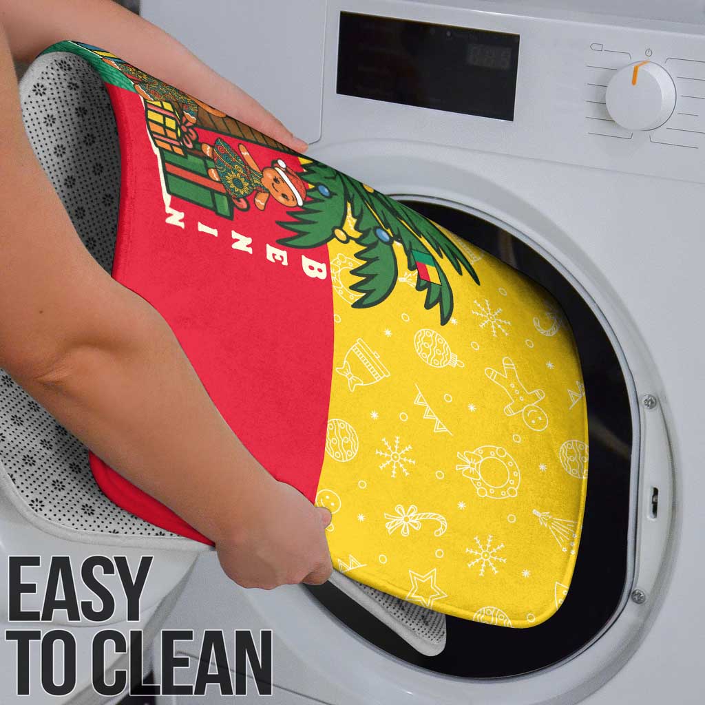 Benin Christmas Bathroom Set with Palm Tree Dolls and Red Yellow Green Festive - Wonder Print Shop