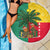 Benin Christmas Beach Blanket with Palm Tree Dolls and Red Yellow Green Festive - Wonder Print Shop