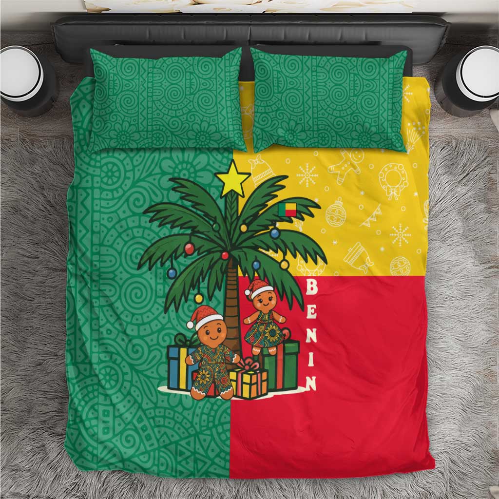 Benin Christmas Bedding Set with Palm Tree Dolls and Red Yellow Green Festive - Wonder Print Shop