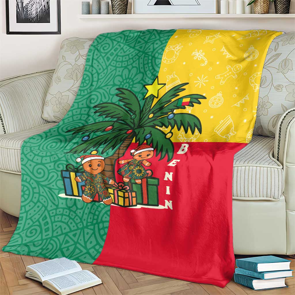 Benin Christmas Blanket with Palm Tree Dolls and Red Yellow Green Festive - Wonder Print Shop
