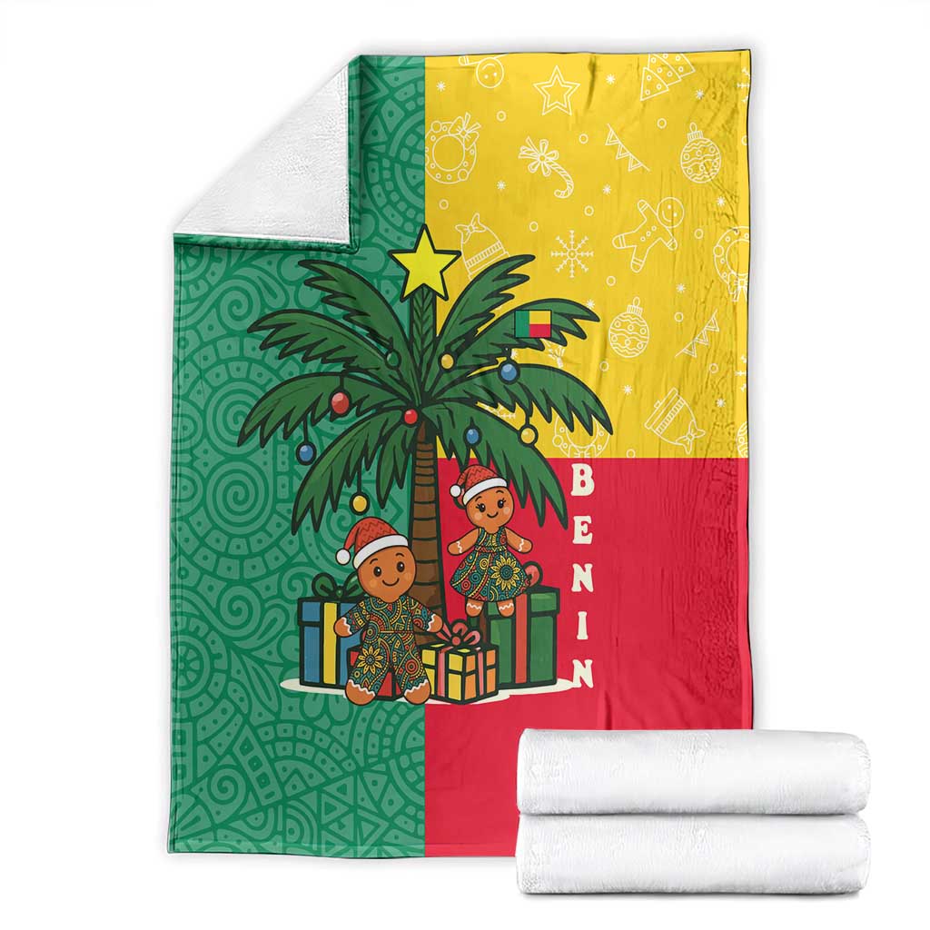 Benin Christmas Blanket with Palm Tree Dolls and Red Yellow Green Festive - Wonder Print Shop