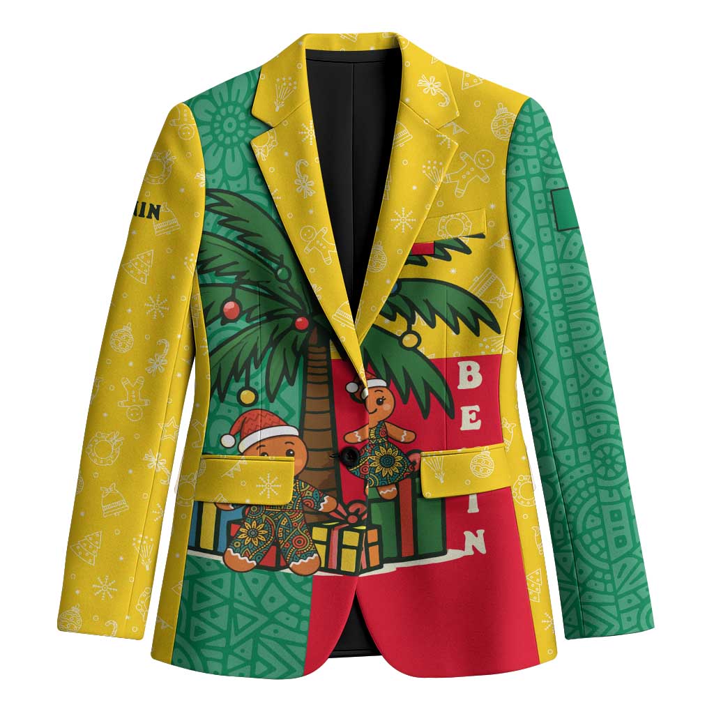 Benin Christmas Blazer with Palm Tree Dolls and Red Yellow Green Festive - Wonder Print Shop