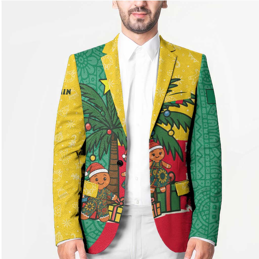 Benin Christmas Blazer with Palm Tree Dolls and Red Yellow Green Festive - Wonder Print Shop