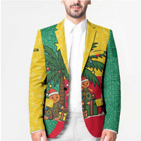 Benin Christmas Blazer with Palm Tree Dolls and Red Yellow Green Festive - Wonder Print Shop