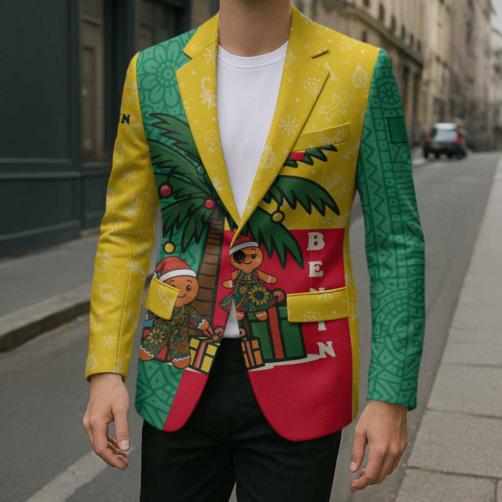 Benin Christmas Blazer with Palm Tree Dolls and Red Yellow Green Festive - Wonder Print Shop