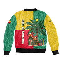 Benin Christmas Bomber Jacket with Palm Tree Dolls and Red Yellow Green Festive - Wonder Print Shop