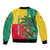 Benin Christmas Bomber Jacket with Palm Tree Dolls and Red Yellow Green Festive - Wonder Print Shop