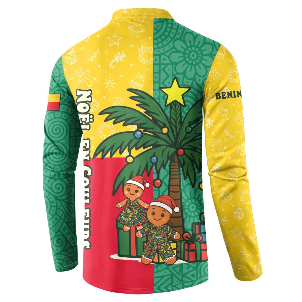 Benin Christmas Button Sweatshirt with Palm Tree Dolls and Red Yellow Green Festive - Wonder Print Shop