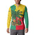Benin Christmas Button Sweatshirt with Palm Tree Dolls and Red Yellow Green Festive - Wonder Print Shop