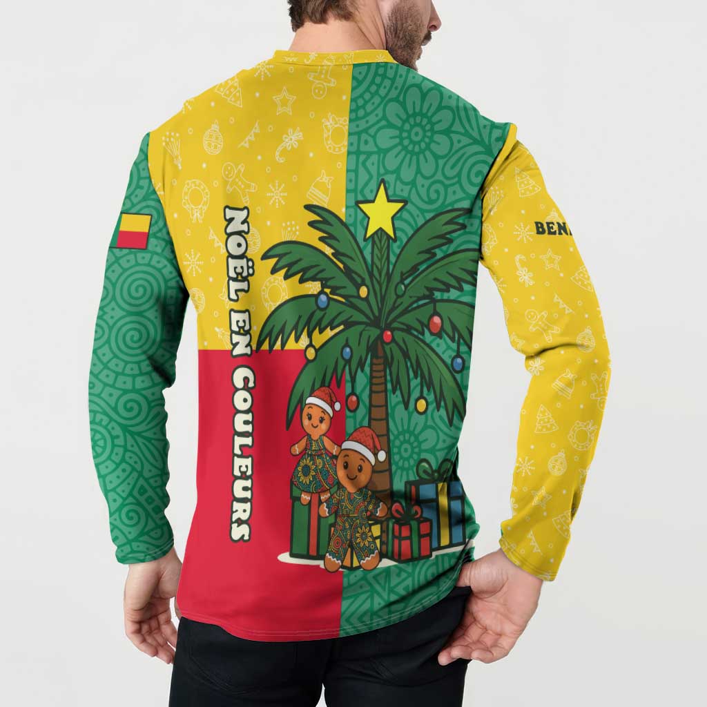 Benin Christmas Button Sweatshirt with Palm Tree Dolls and Red Yellow Green Festive - Wonder Print Shop