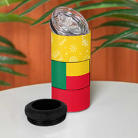 Benin Christmas 4 in 1 Can Cooler Tumbler with Palm Tree Dolls and Red Yellow Green Festive - Wonder Print Shop