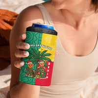 Benin Christmas 4 in 1 Can Cooler Tumbler with Palm Tree Dolls and Red Yellow Green Festive - Wonder Print Shop